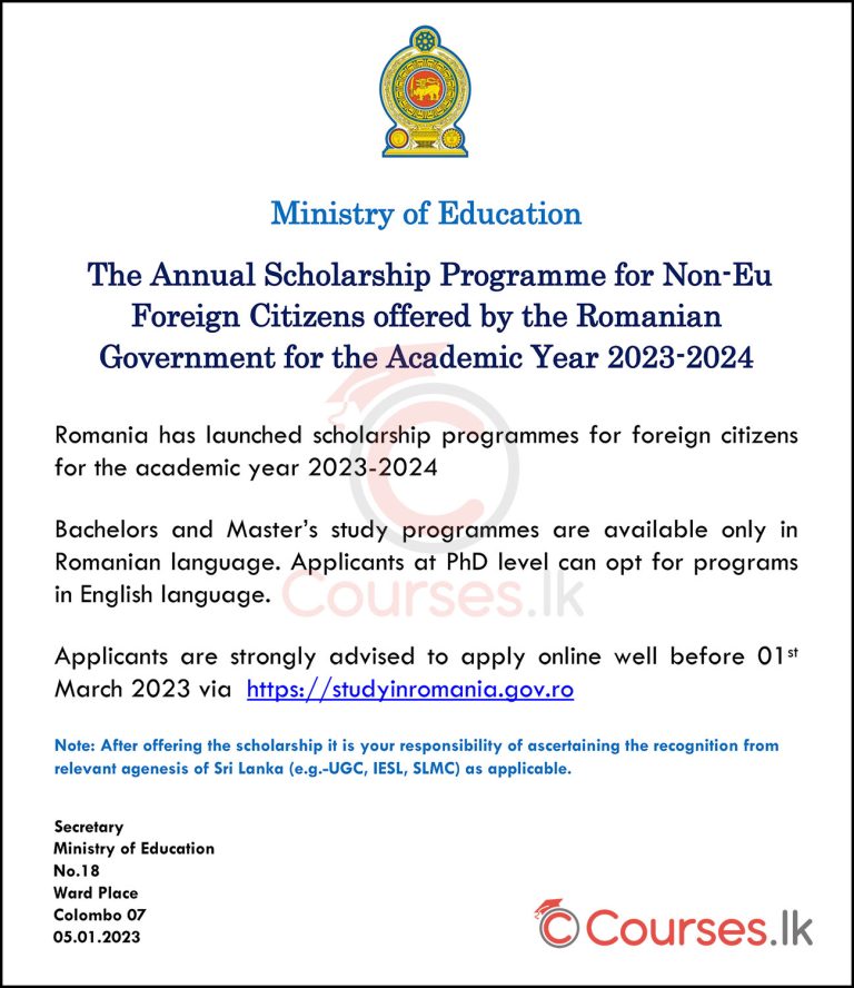 Romanian Government Scholarships for Foreign Citizens, 2023/2024